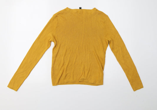 H&M Womens Yellow  Knit Pullover Sweatshirt Size L