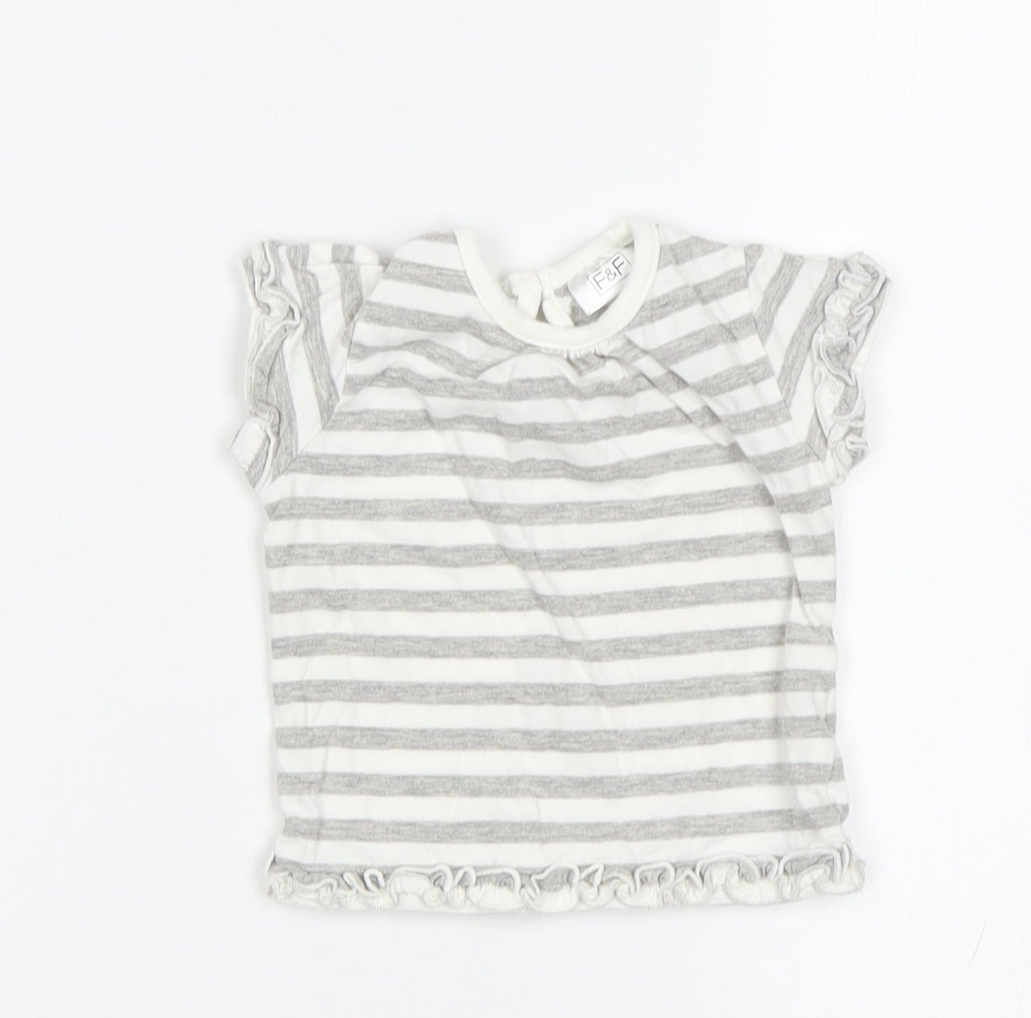 F&F Baby Grey Striped  Basic T-Shirt Size 0-3 Months
