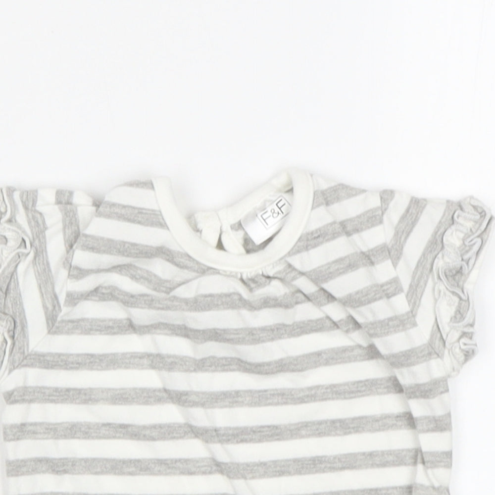 F&F Baby Grey Striped  Basic T-Shirt Size 0-3 Months