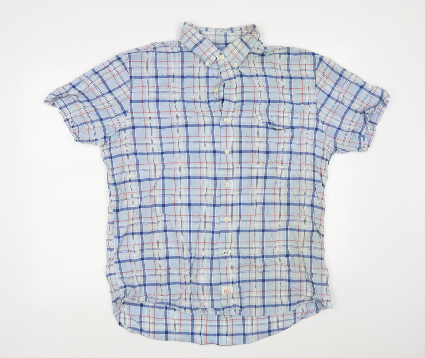 IZOD Mens Blue Check   Button-Up Size XL