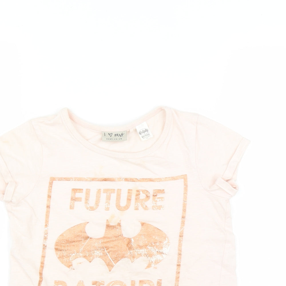 NEXT Girls Pink   Basic T-Shirt Size 8 Years  - batgirl