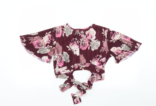 New Look Womens Purple Floral  Basic Blouse Size 8