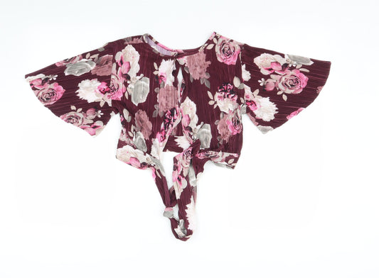New Look Womens Purple Floral  Basic Blouse Size 8