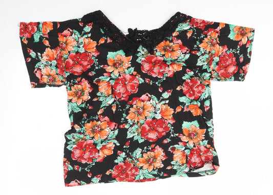 SOULE Womens Multicoloured Floral  Basic Polo Size 16