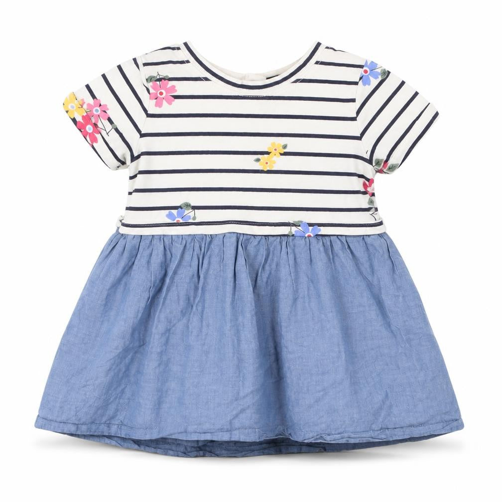 Front view of Gap boys’ multicoloured striped a-line, size 24, months