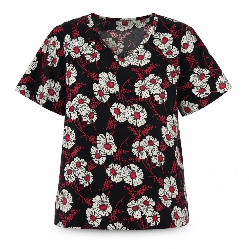 Front view of Papaya women’s black floral basic blouse, size UK 10