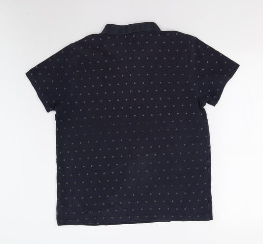 Easy Mens Blue Geometric   Polo Size L