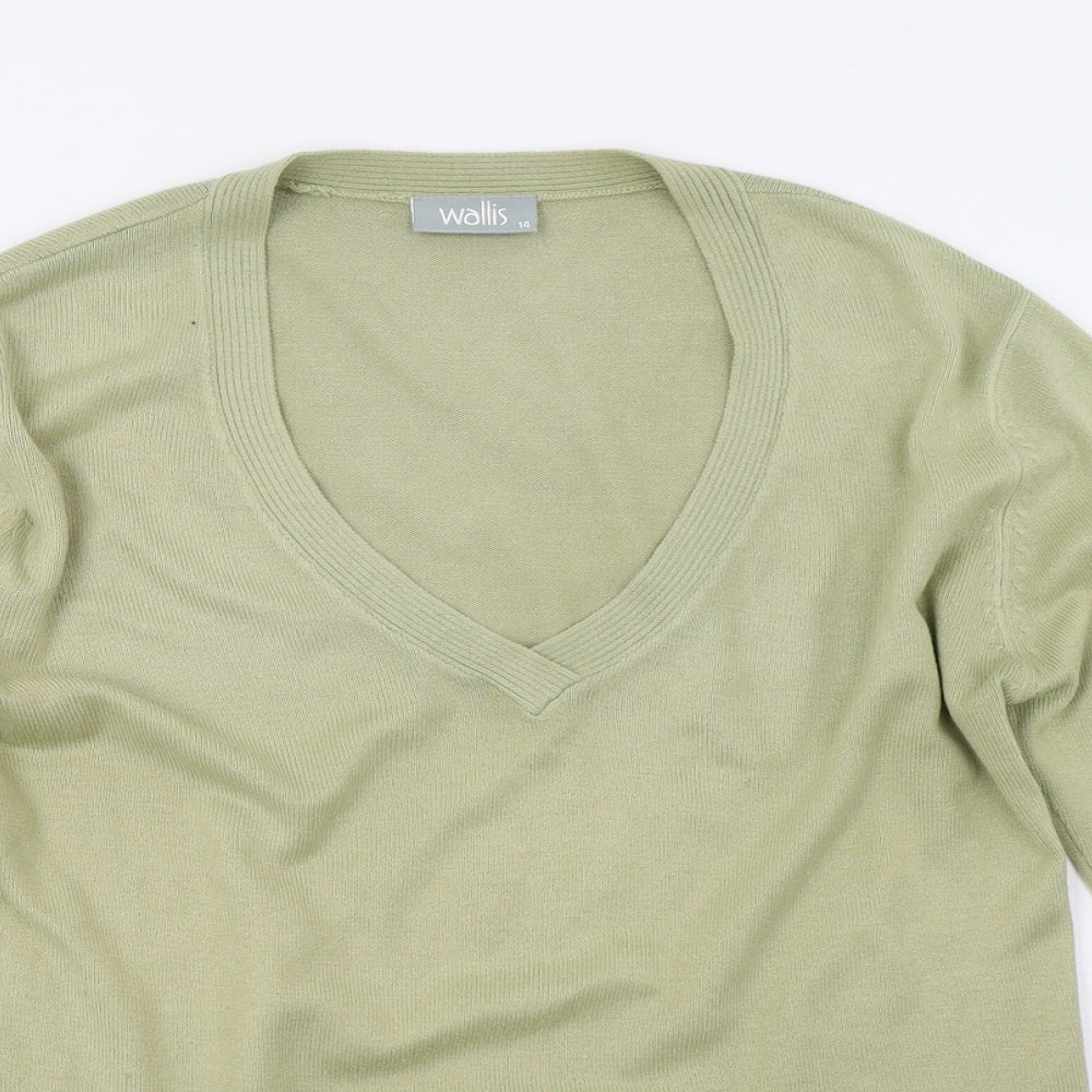 Wallis Womens Green  Knit Pullover Jumper Size 14
