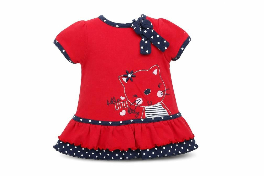 Front view of Preworn girls’ red spotted basic blouse, size 3-6, months