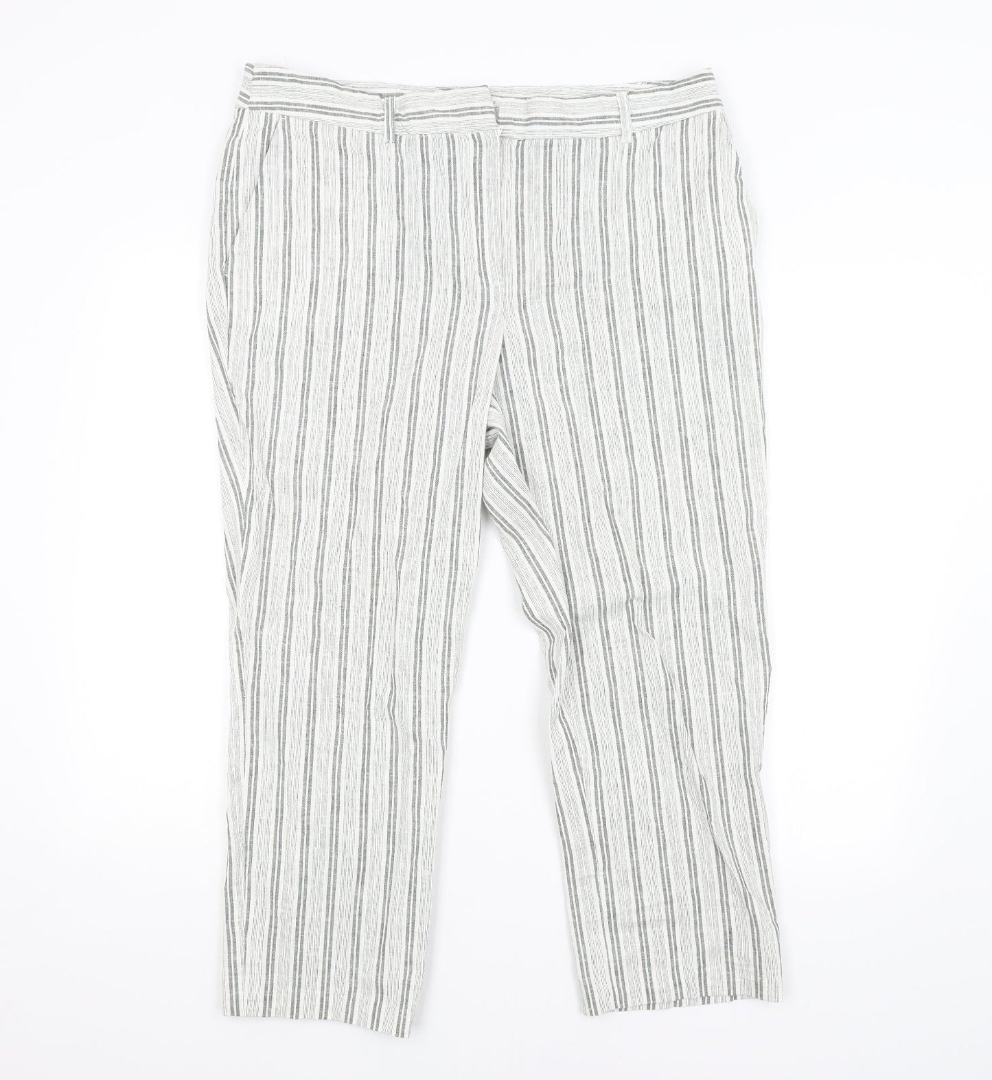 Carolina Belle Womens Grey Striped  Trousers  Size 18 L25 in