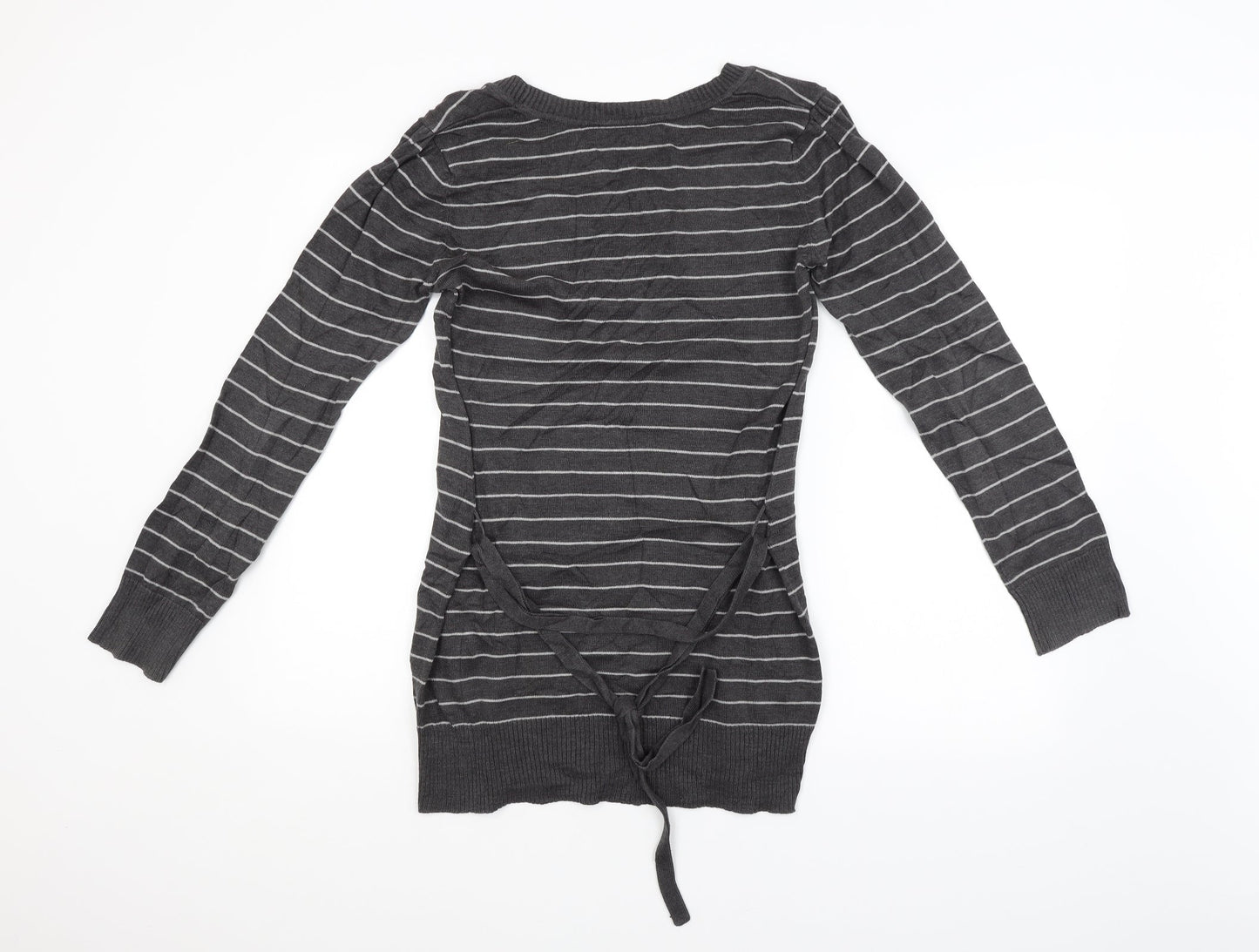 Preworn Womens Grey Striped  Pullover Jumper