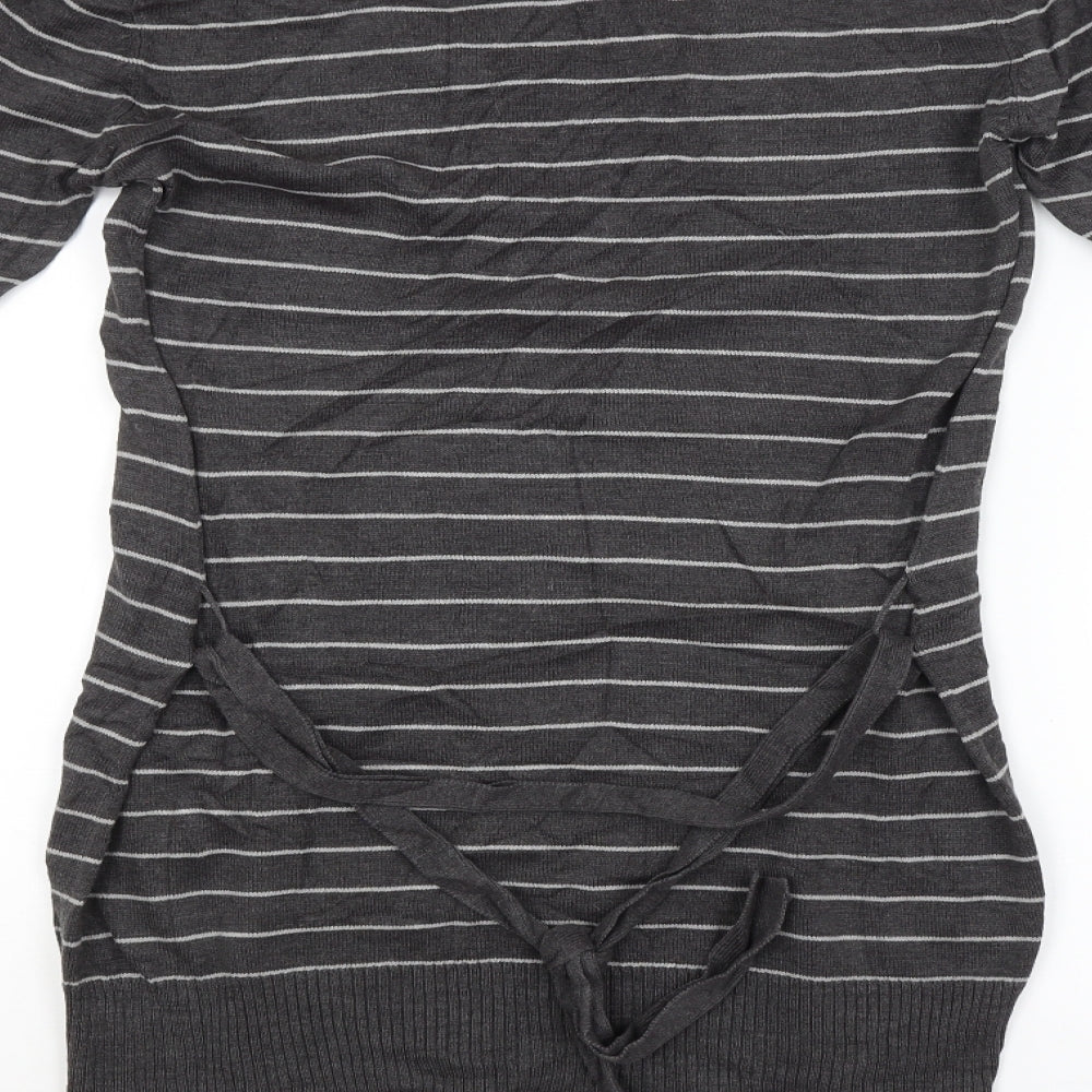 Preworn Womens Grey Striped  Pullover Jumper