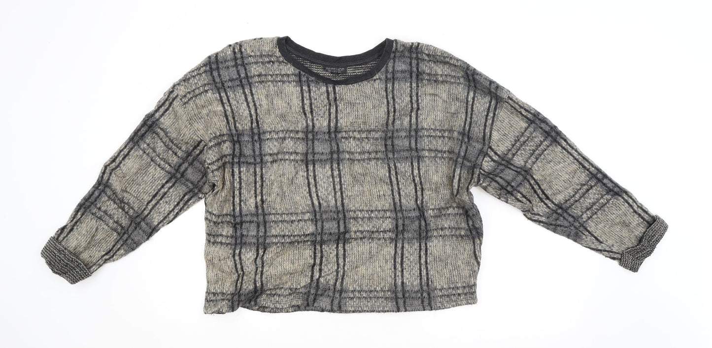 Topshop Womens Beige Check  Pullover Jumper Size 14