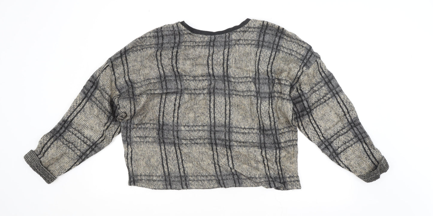 Topshop Womens Beige Check  Pullover Jumper Size 14