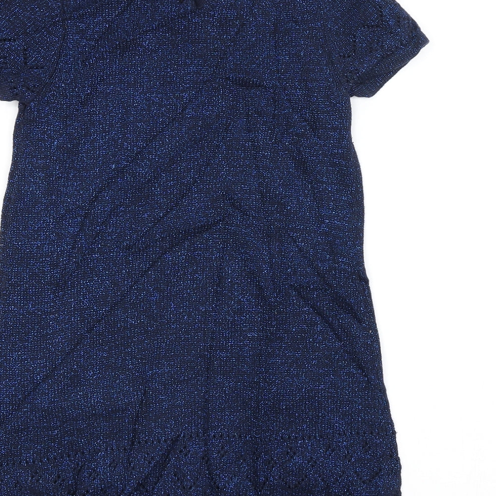 Preworn Girls Blue   Jumper Dress  Size 5-6 Years