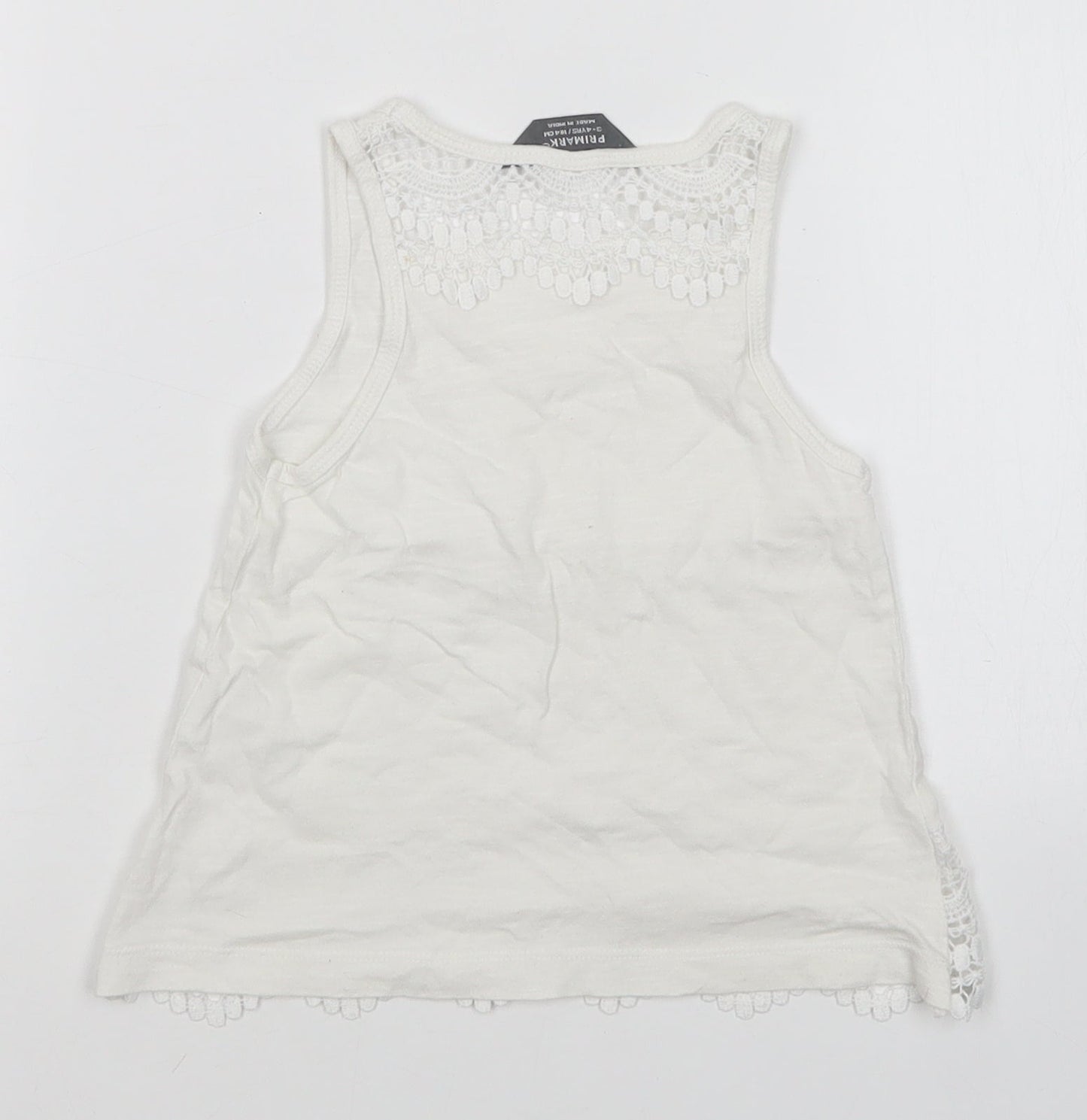Primark Girls White   Basic Tank Size 3-4 Years