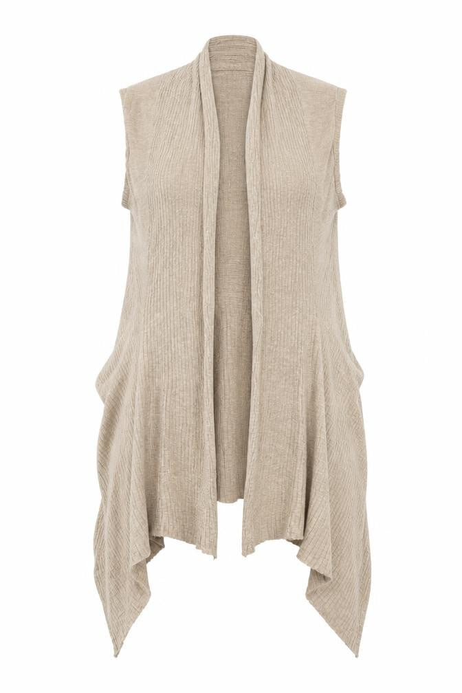Front view of Atmosphere women’s beige cardigan jumper, size UK 8