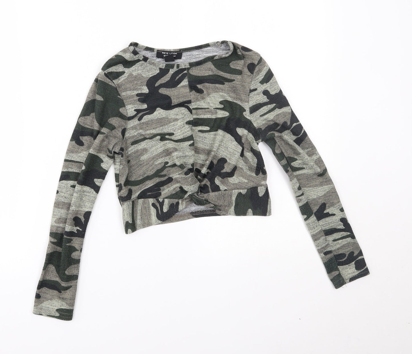 New Look Girls Green Camouflage  Basic T-Shirt Size 9 Years