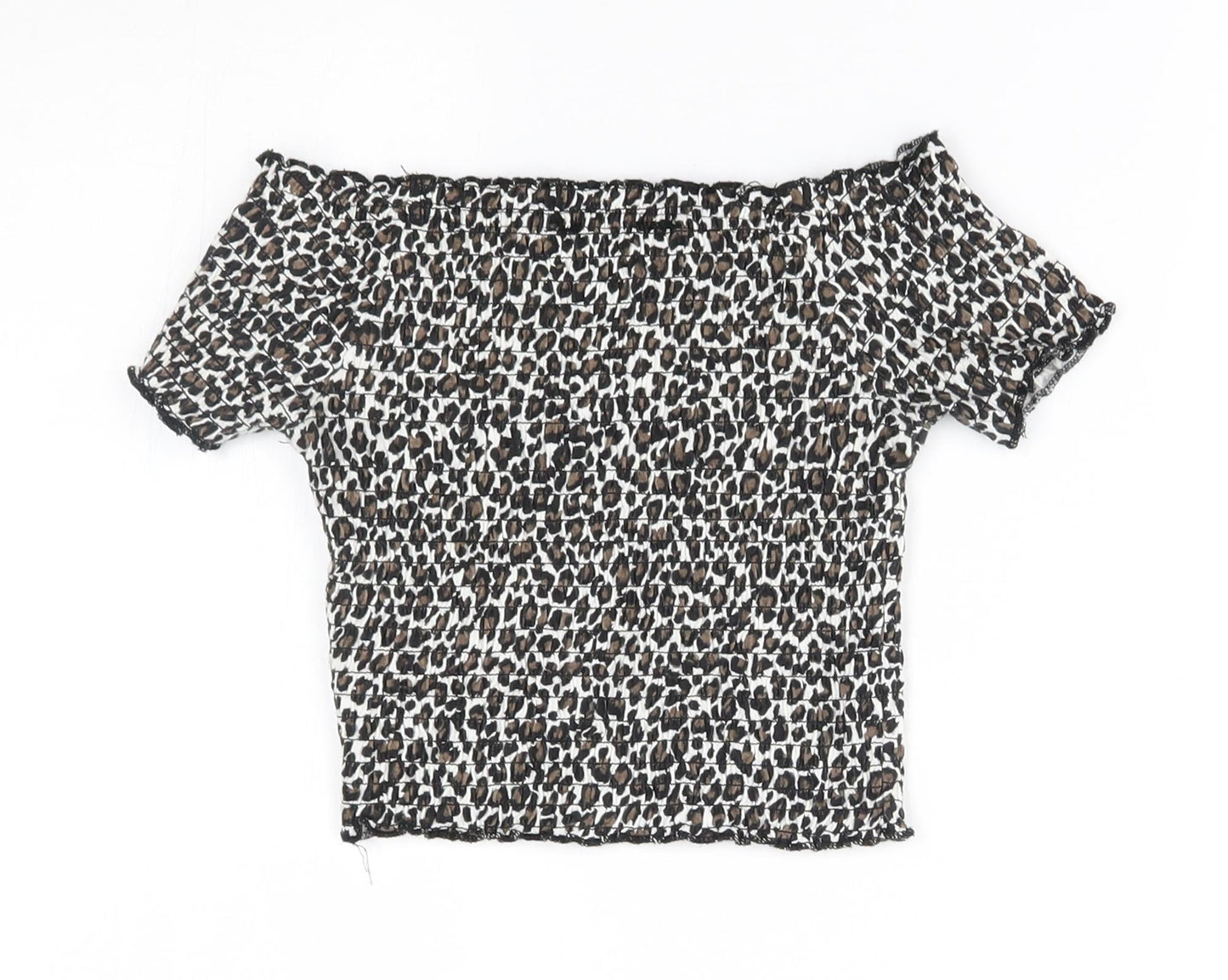 Primark Girls Beige Animal Print  Basic Blouse Size 7-8 Years