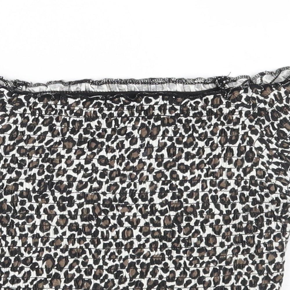 Primark Girls Beige Animal Print  Basic Blouse Size 7-8 Years