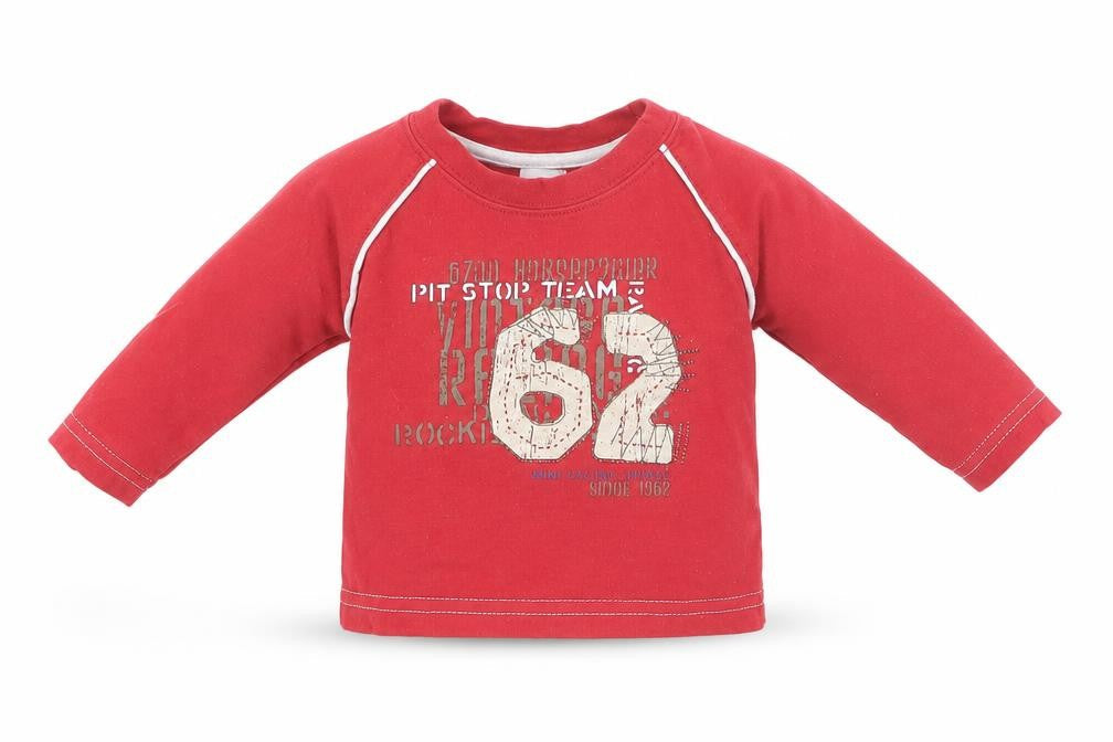 Front view of Early Days Baby Red Basic T-Shirt, size 0-3, Months