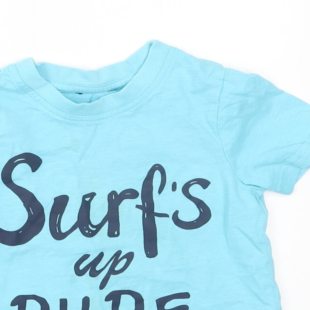 George Baby Blue   Basic T-Shirt Size 18-24 Months  - surfs up dude