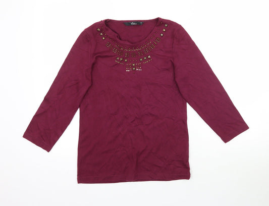 Bm Casual Womens Purple   Basic T-Shirt Size XS  - Maroon/Burgundy