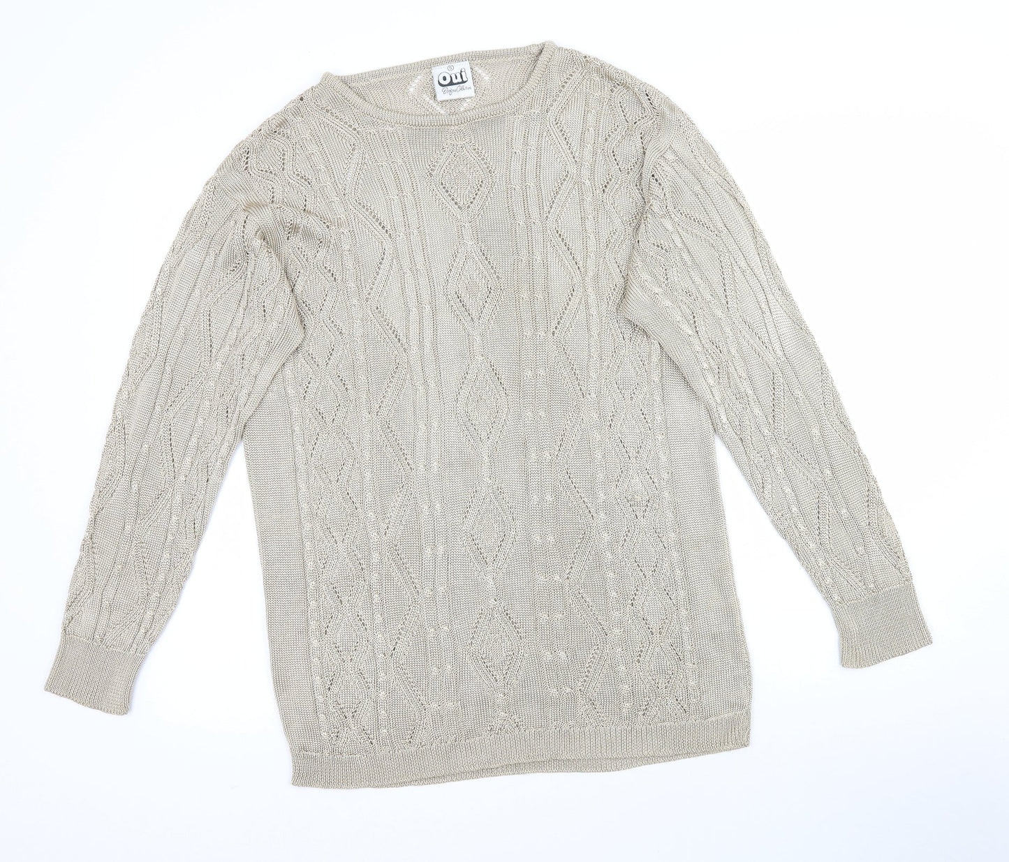 Oui Womens Beige  Knit Pullover Jumper Size S