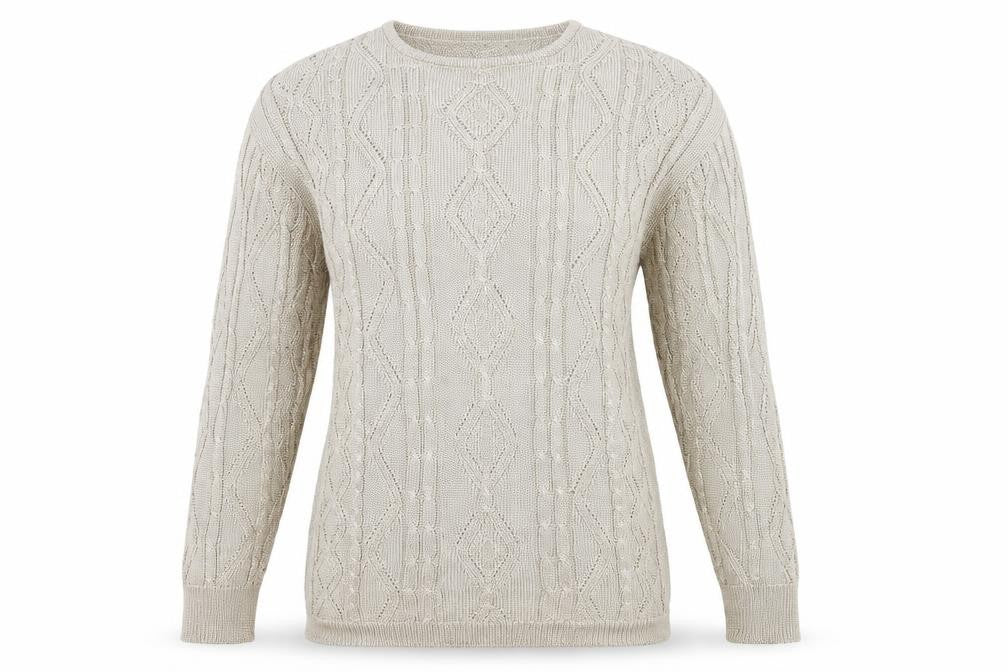 Front view of Oui women’s beige knit jumper, size S