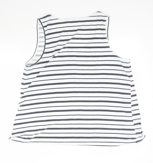 Avenue Womens White Striped  Basic Tank Size 16