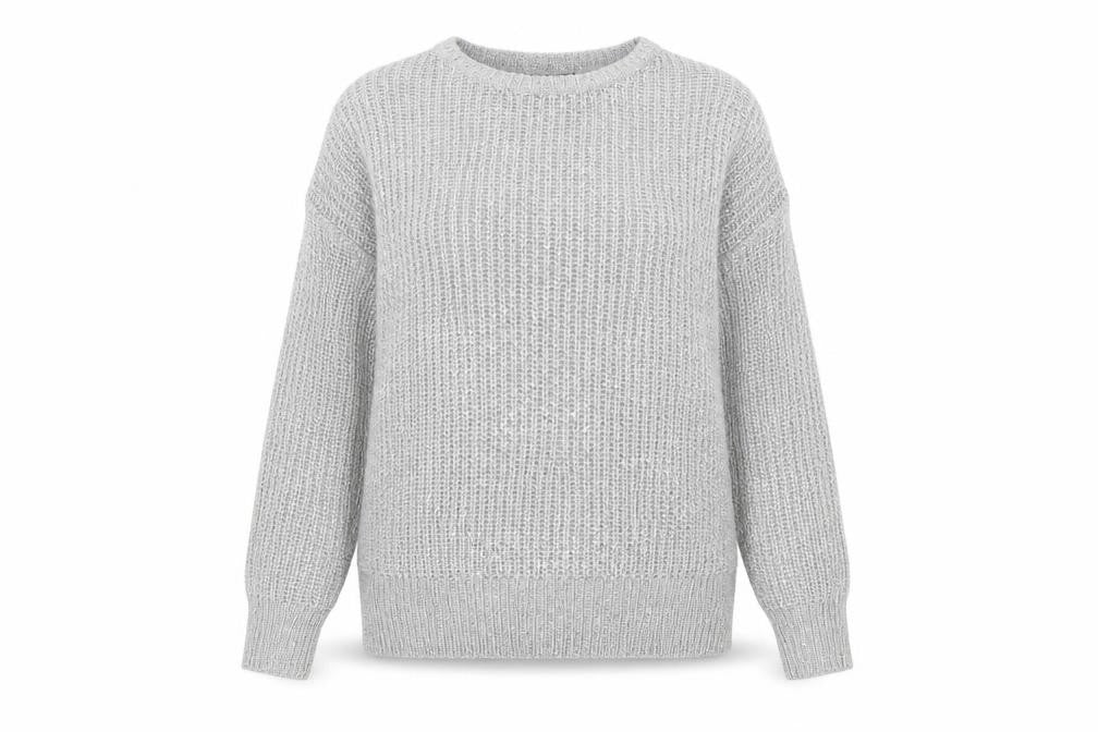 Front view of Atmosphere women’s silver jumper, size L