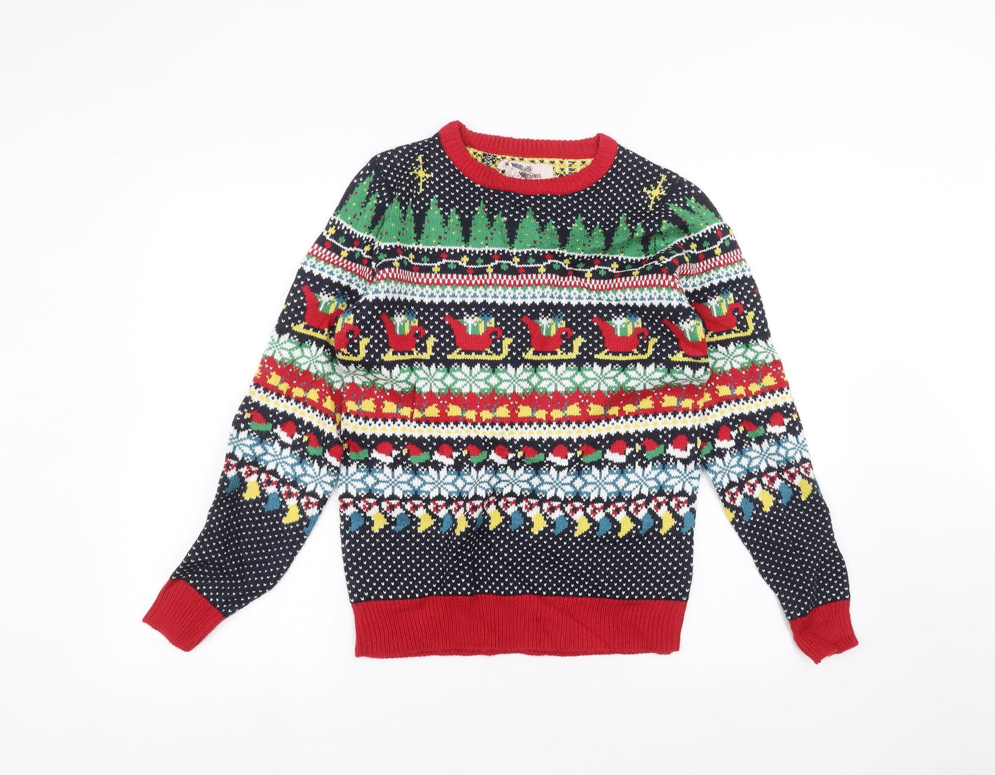 season greetings Womens Blue   Pullover Jumper Size 8