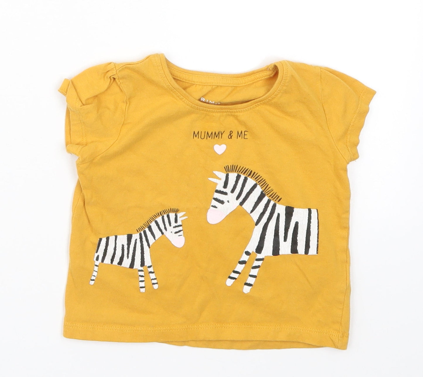 Primark Girls Yellow   Basic T-Shirt Size 12-18 Months  - Mummy and Me Zebra