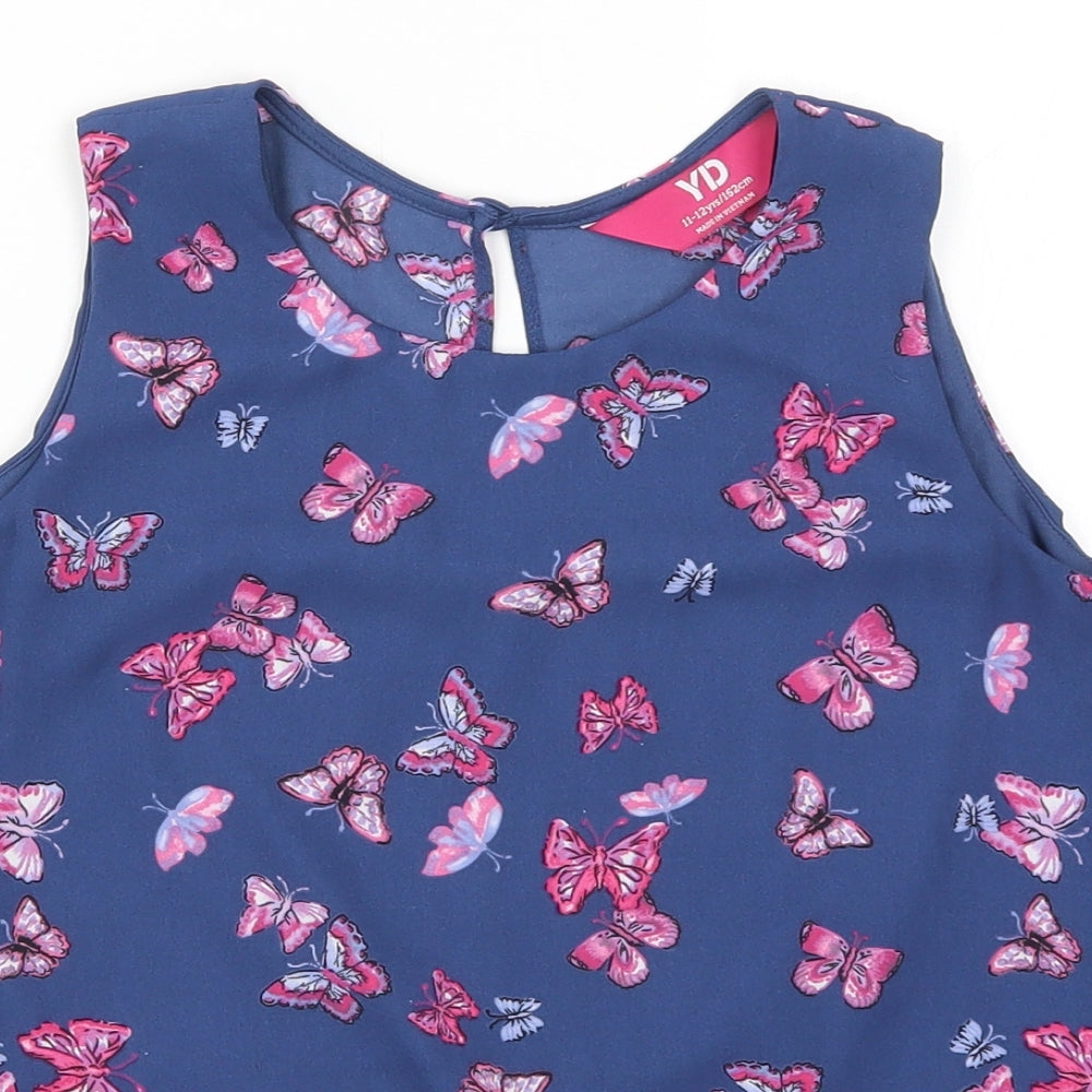 Young Dimension Girls Blue   Basic Tank Size 11-12 Years  - Butterflies