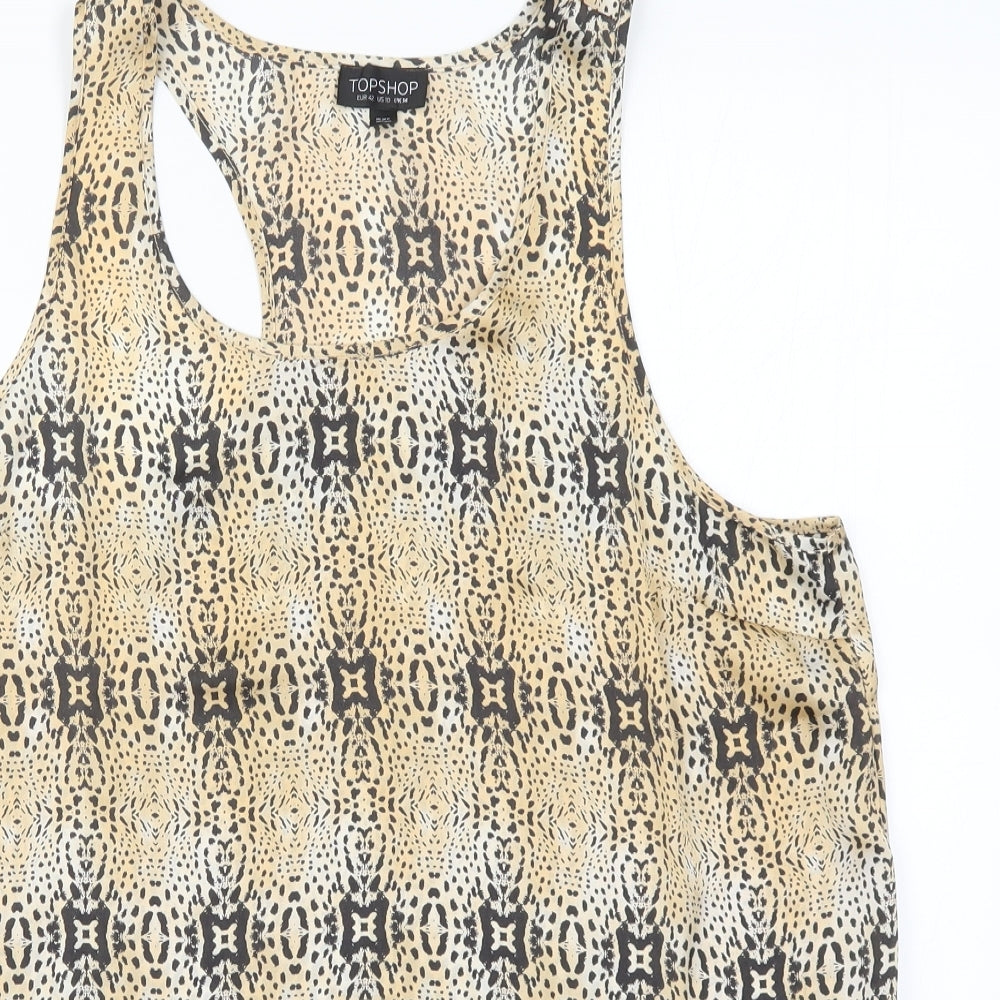 Topshop Womens Beige Animal Print  Basic Tank Size 14