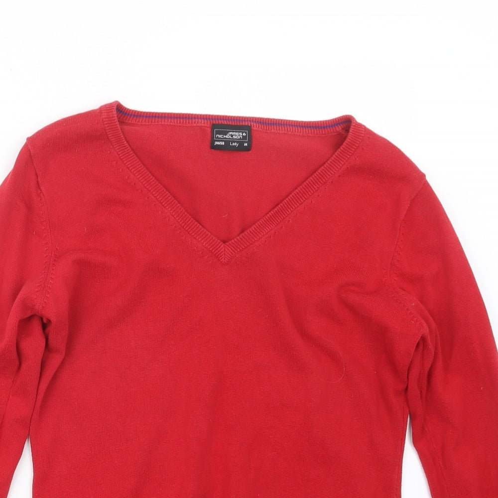James & Nicholson Womens Red  Knit Pullover Jumper Size M