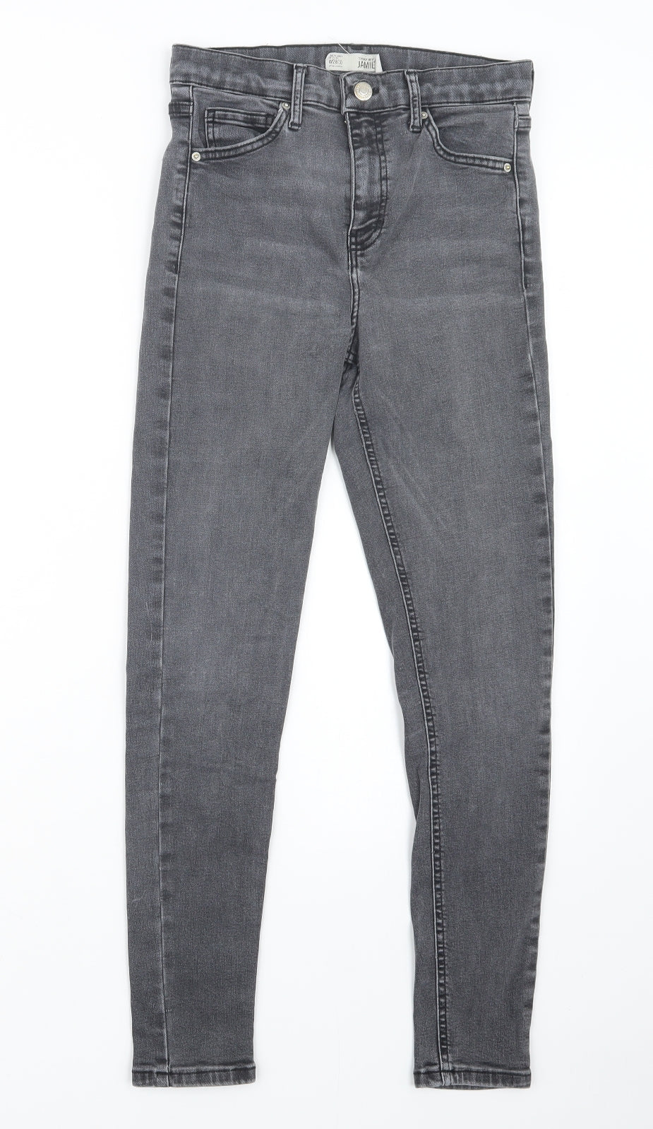 Topshop Womens Black  Denim Straight Jeans Size 26 in L26.5 in