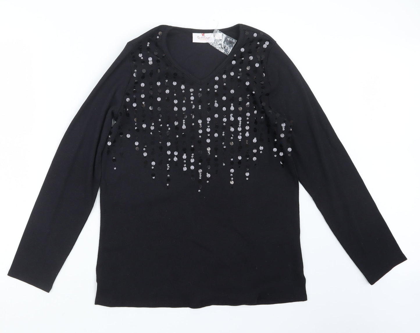 Quacker Factory Womens Black   Pullover Jumper Size M