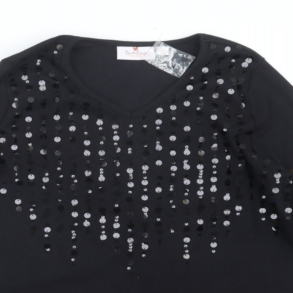Quacker Factory Womens Black   Pullover Jumper Size M