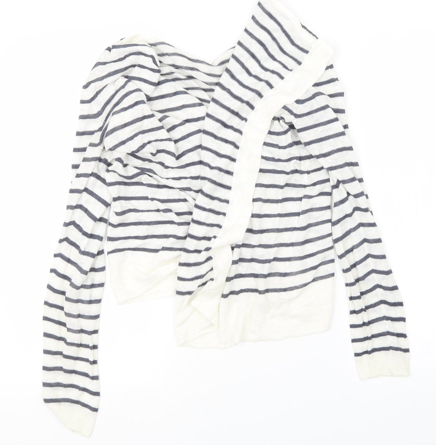 Preworn Womens Blue Striped  Cardigan Jumper Size S