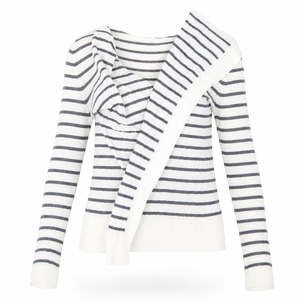 Preworn Womens Blue Striped  Cardigan Jumper Size S