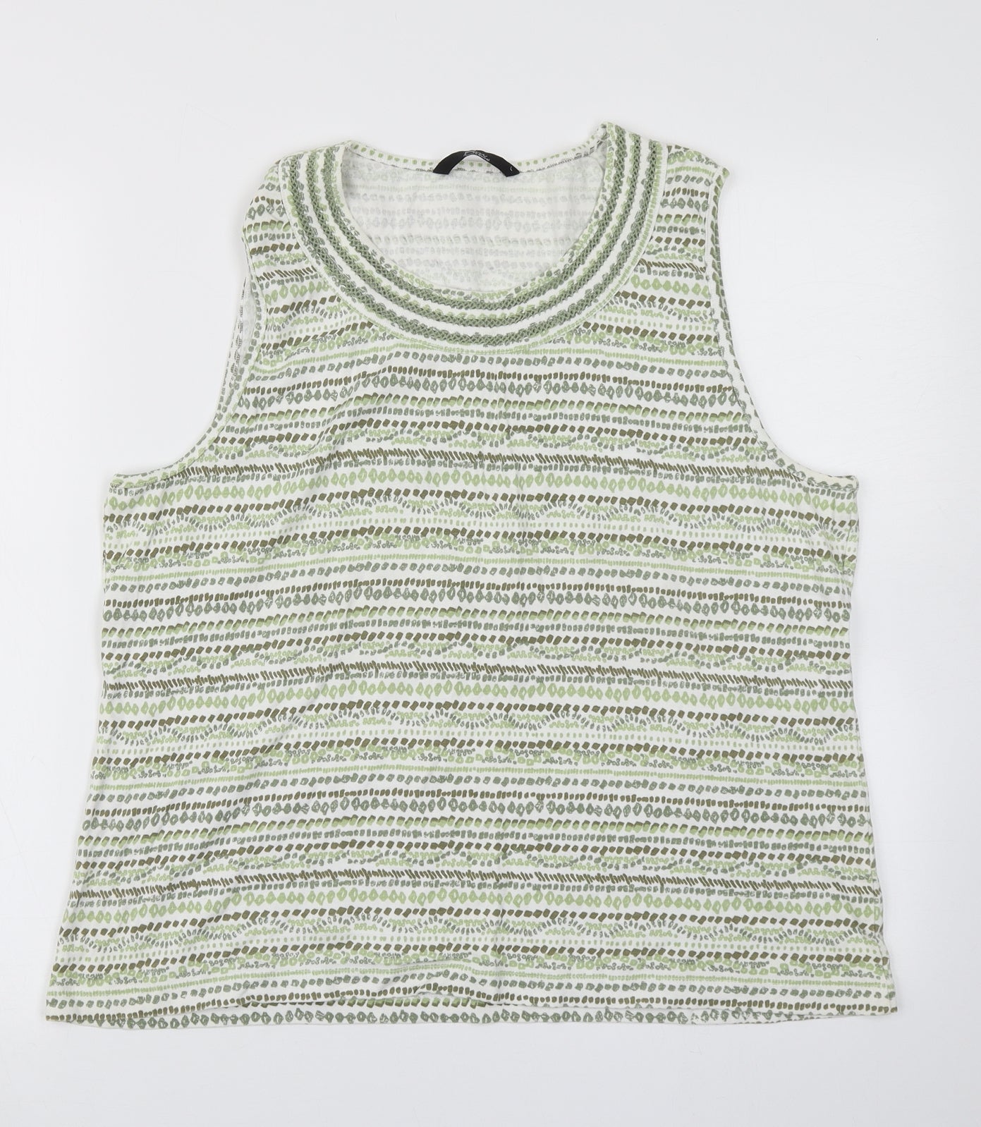 Bm Casual Womens Green Striped  Basic Tank Size L