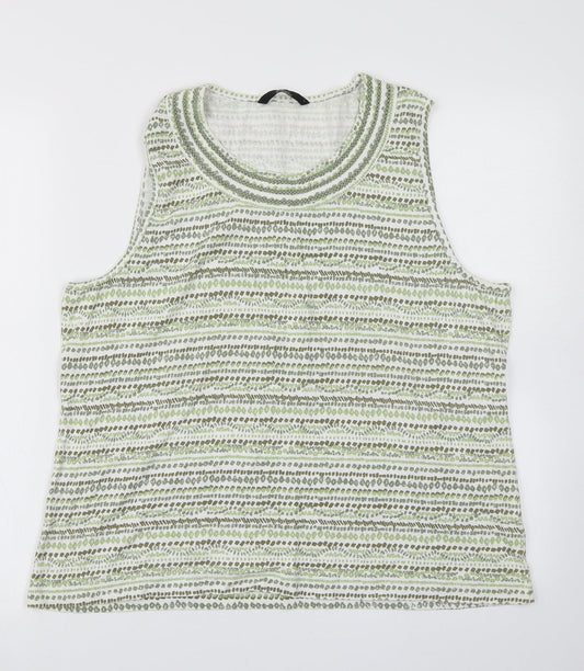 Bm Casual Womens Green Striped  Basic Tank Size L
