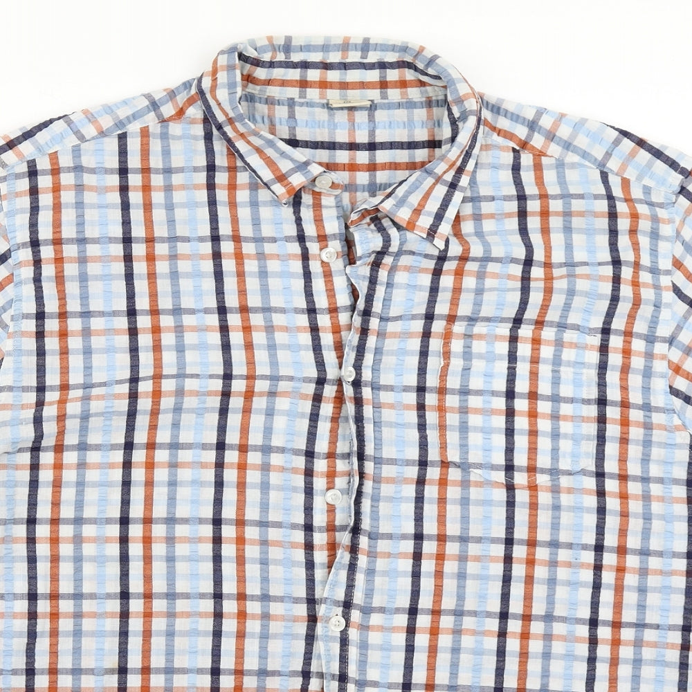 Oak Valley Mens Blue Plaid   Button-Up Size XL