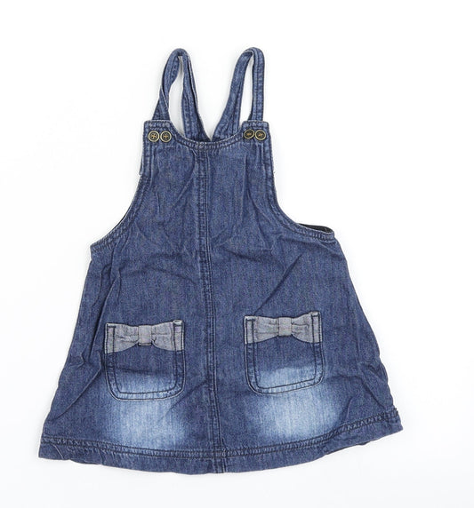 NXT Girls Blue  Denim Pinafore/Dungaree Dress  Size 9-12 Months