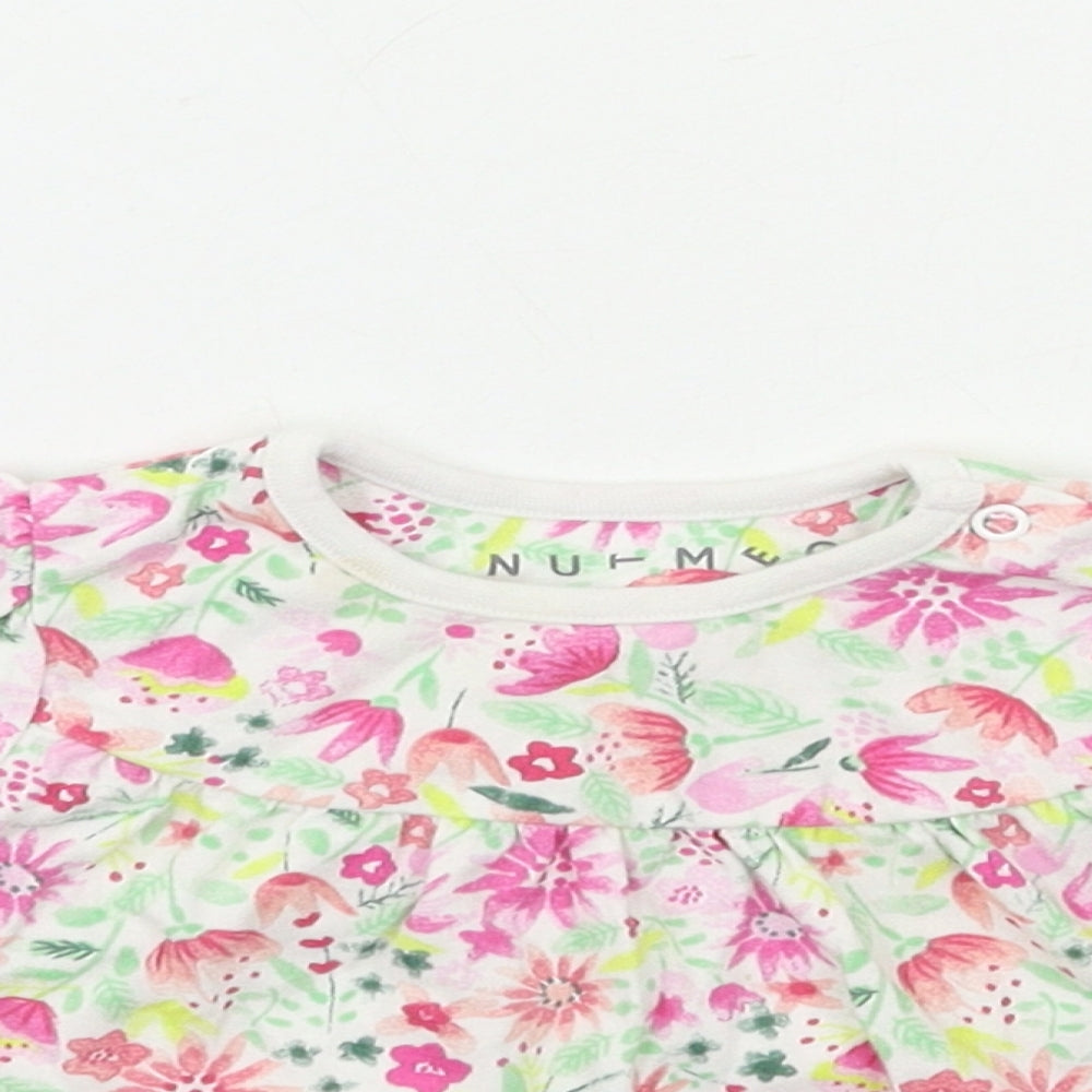 Nutmeg Baby White Floral  Basic T-Shirt Size 6-9 Months