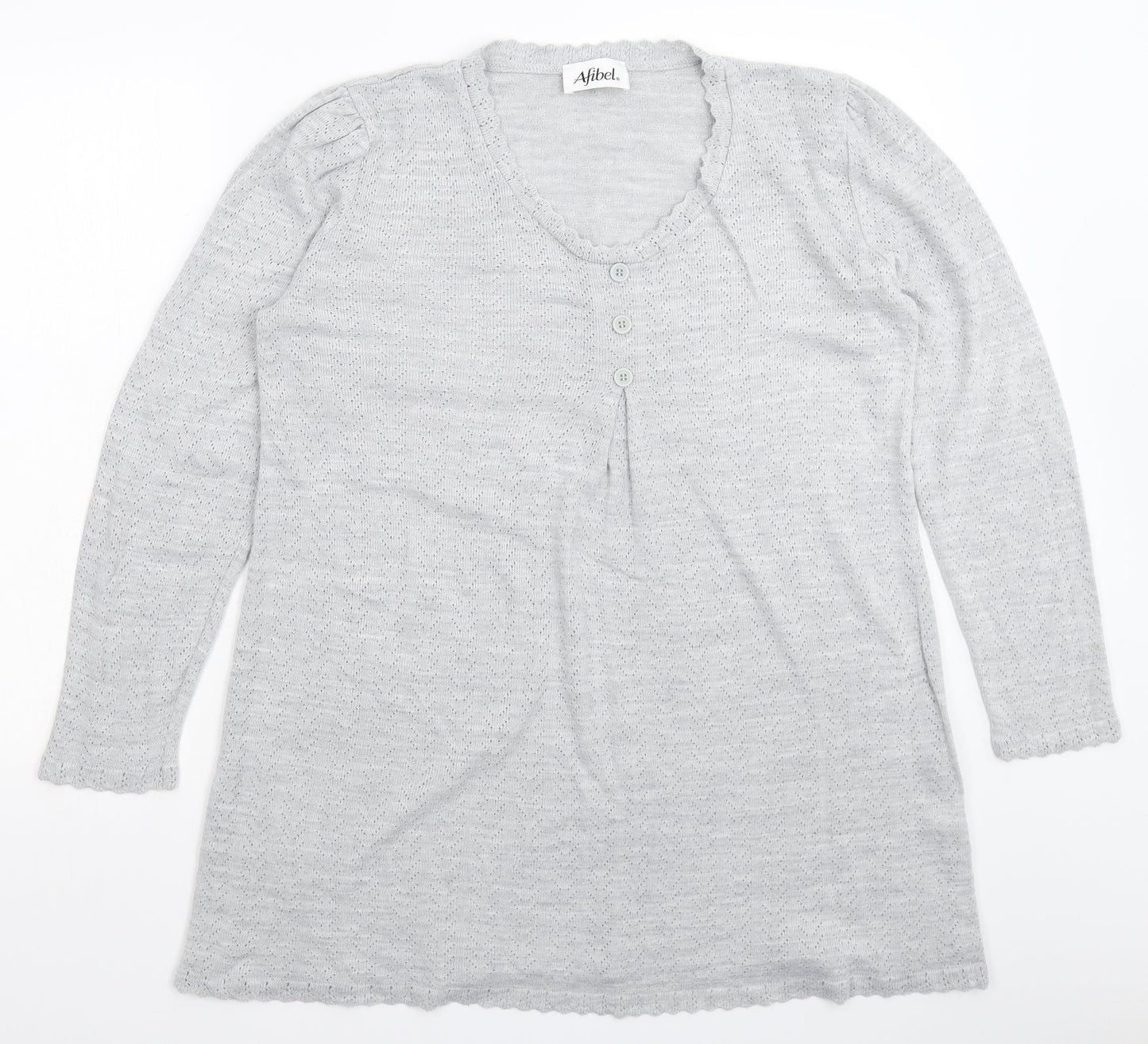 Afibel Womens Grey  Knit Pullover Jumper Size 18