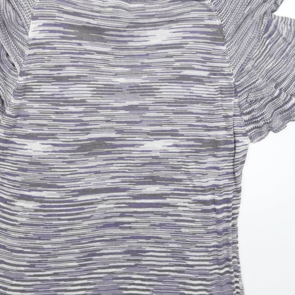 Et Vous Womens Grey Striped Knit Pullover Jumper Size 18