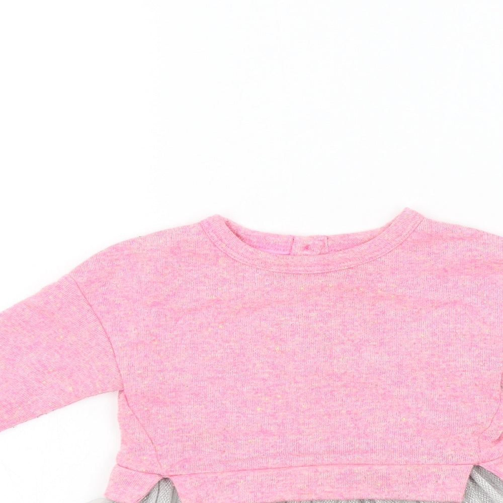 mini v Girls Pink Colourblock  Fit & Flare  Size 9-12 Months