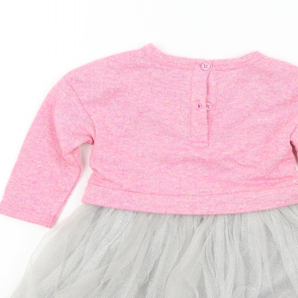mini v Girls Pink Colourblock  Fit & Flare  Size 9-12 Months
